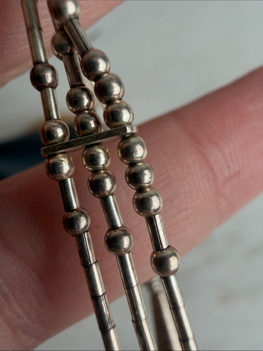 Vintage Sterling Silver Bead Multi-Strand Bracelet - Picture 5 of 6